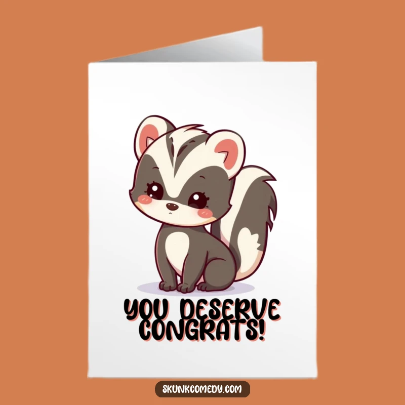 Free Printable Kawaii Skunk Congratulations Card: Curious Skunk Celebrating Your Amazing Achievement