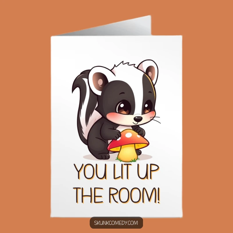 Free Printable Funny Skunk Congrats Card - Mushroom Glow Downloadable