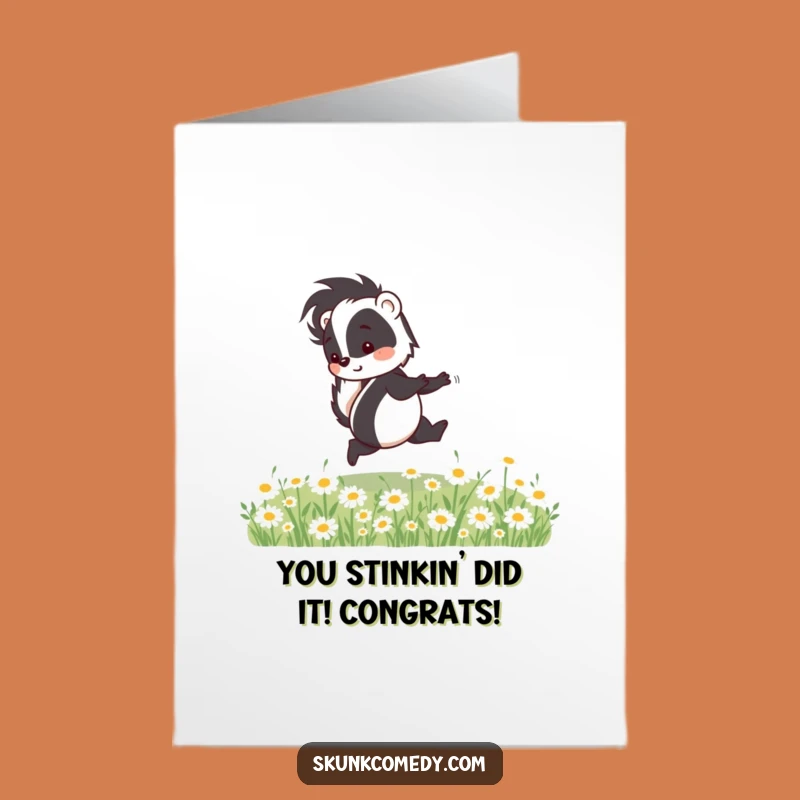 Free Printable Skunk Congrats Card: Skipping Stinker, Daisy Joy, Downloadable Gift