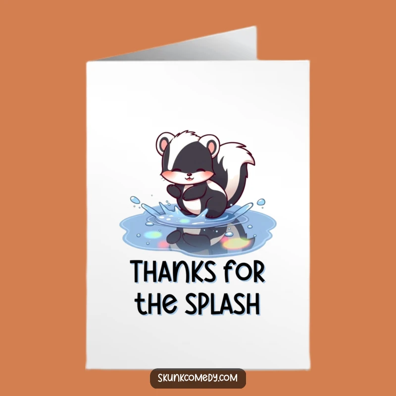 Cheerful Free Printable Thank You Card: Skunk Rainbow Splash! Downloadable Gratitude Gift.