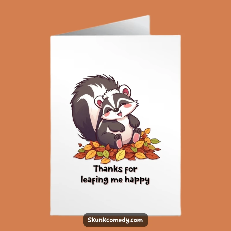 Free Printable Skunk Thank You Card: Leaf Tumbler, Downloadable Gratitude