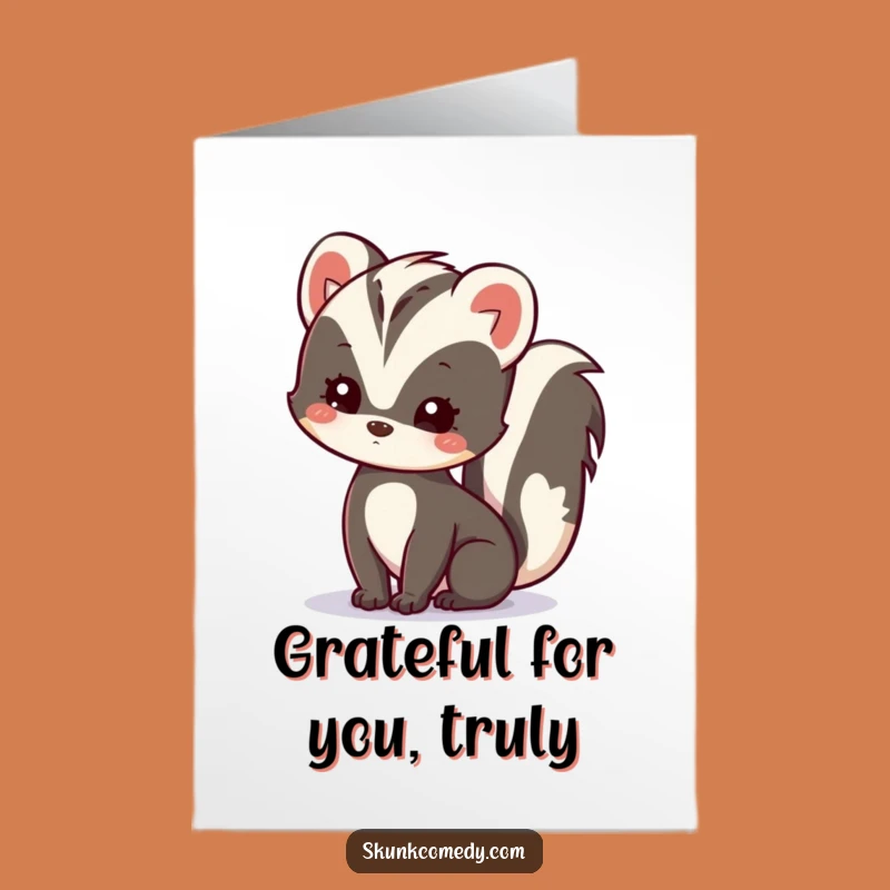 Free Printable Thank You Card: Curious Kawaii Skunk Appreciates Your Kindness