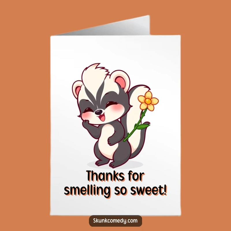Free Printable Thank You Card: Skunk Flower Art, Grateful Downloadable Gift