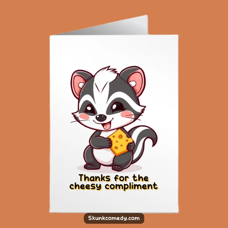 Kawaii Skunk Thanks Card: Free Printable Cheesy Greeting for Your Kindness