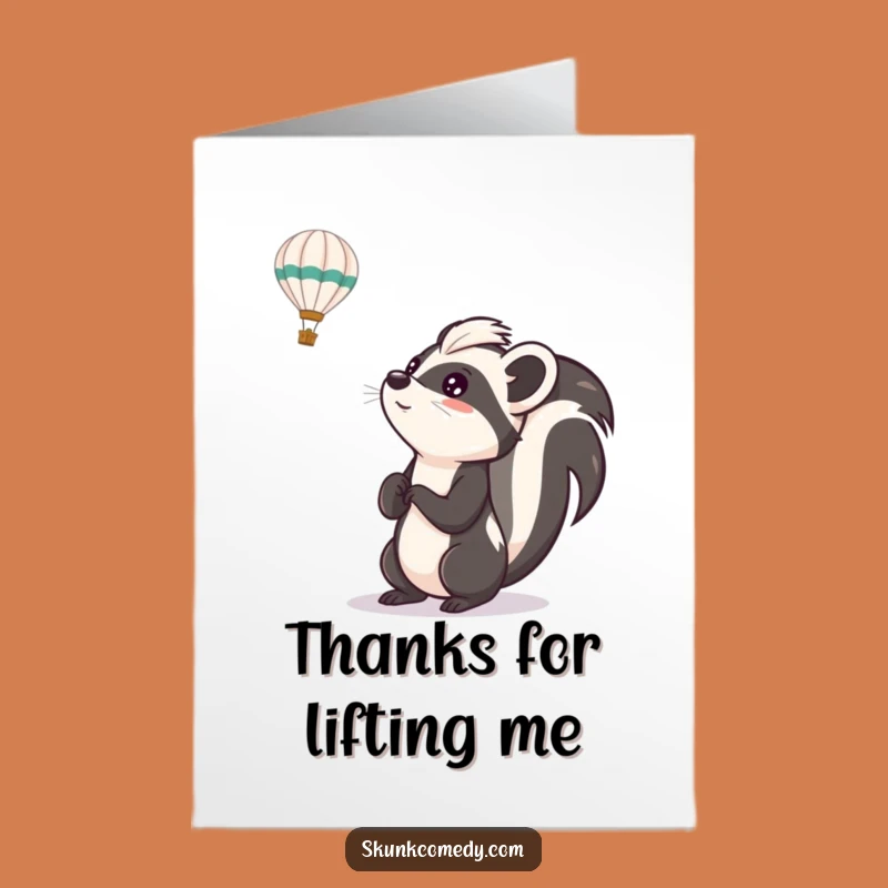 Wonderful Free Printable Thank You Card: Skunk Balloon Awe! Downloadable Gift.