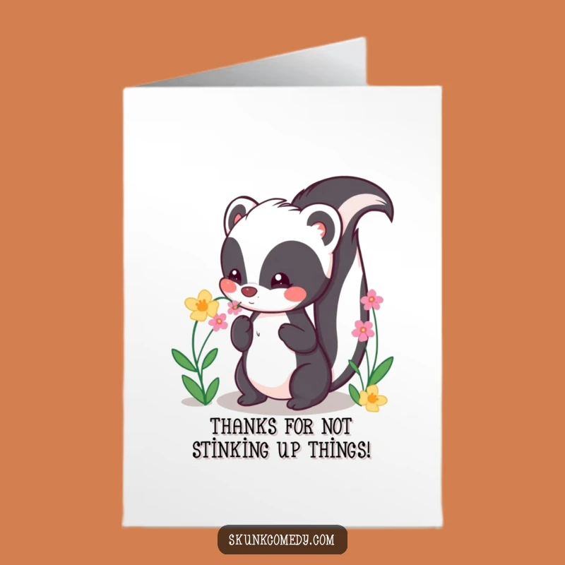 Free Printable Thank You Card: Kawaii Skunk's Floral Thanks for You