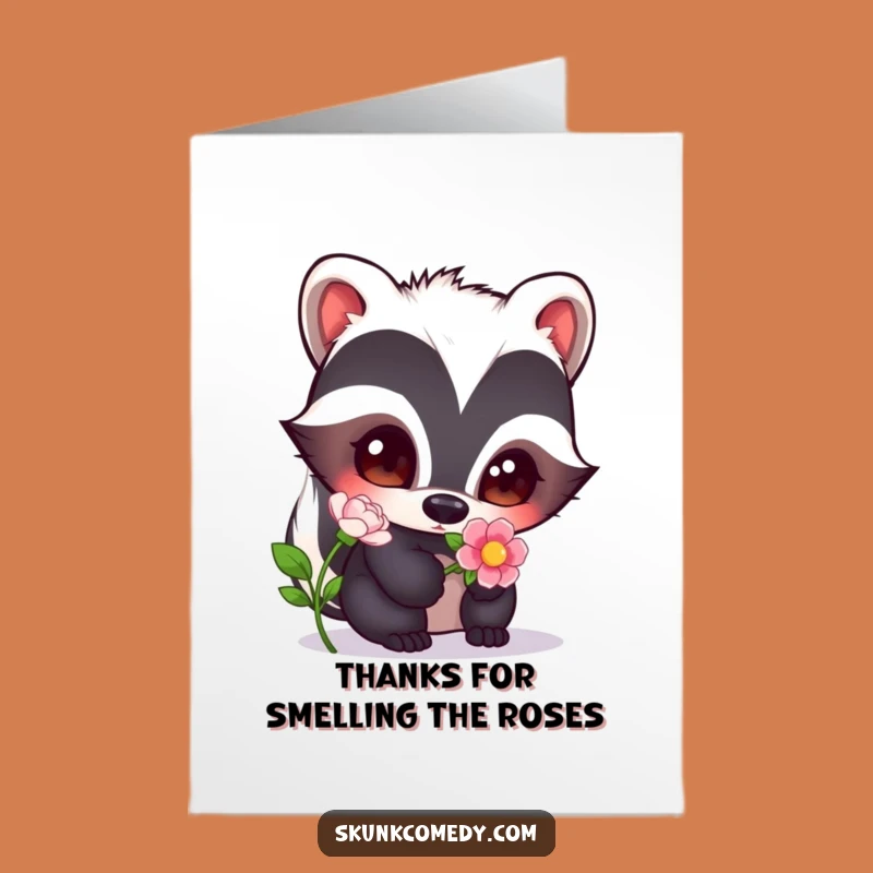 Free Printable Thank You Skunk Card: Curious Sniff Gratitude Downloadable Gift