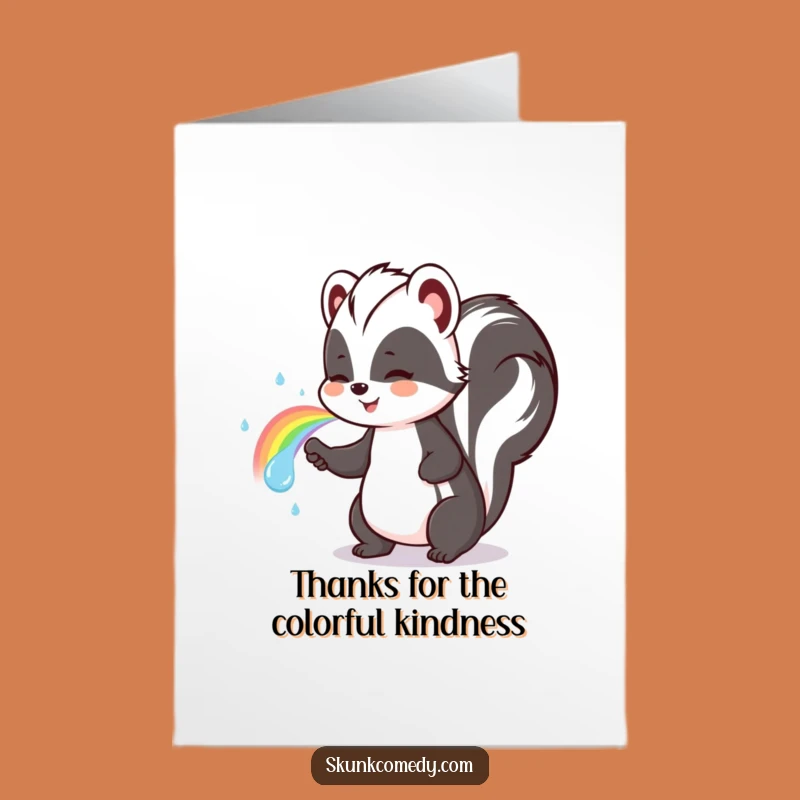 Free Printable Skunk Thank You Card: Rainbow Sprayer, Downloadable Gratitude