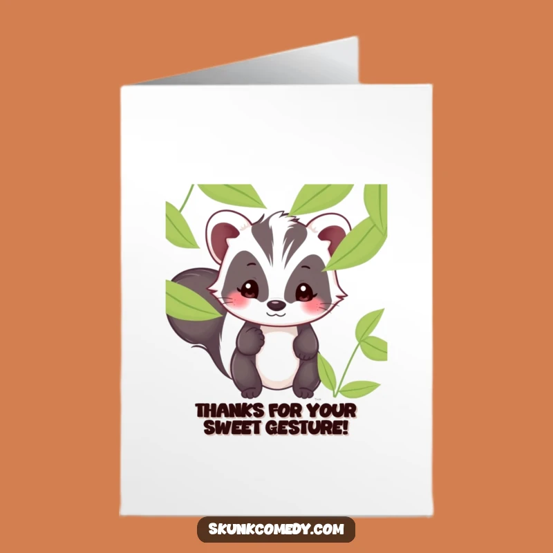 Free Printable Kawaii Skunk Thank You Card: Shy Smile Downloadable Gratitude