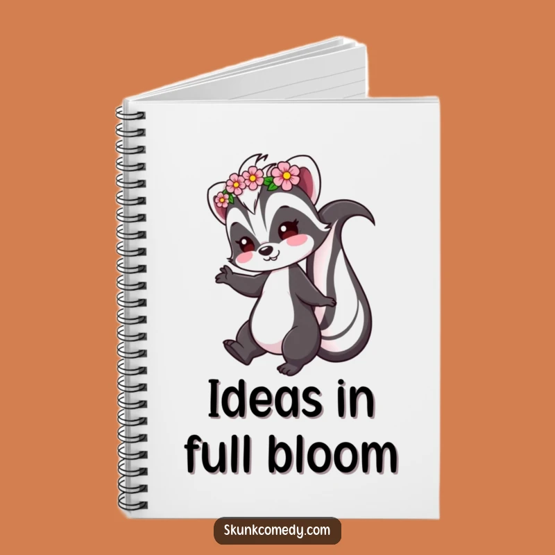 Funny Skunk Notebook: Whimsical Flower Crown Lover Gift