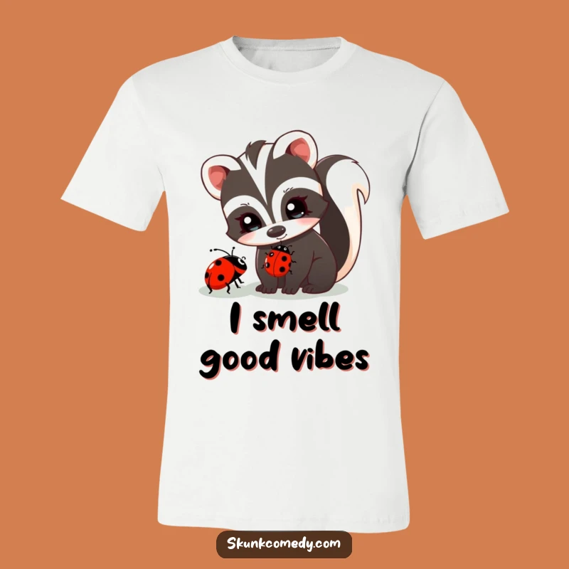 Funny Skunk and Ladybug T-Shirt - Cute Curious Critter Tee, Great Gift