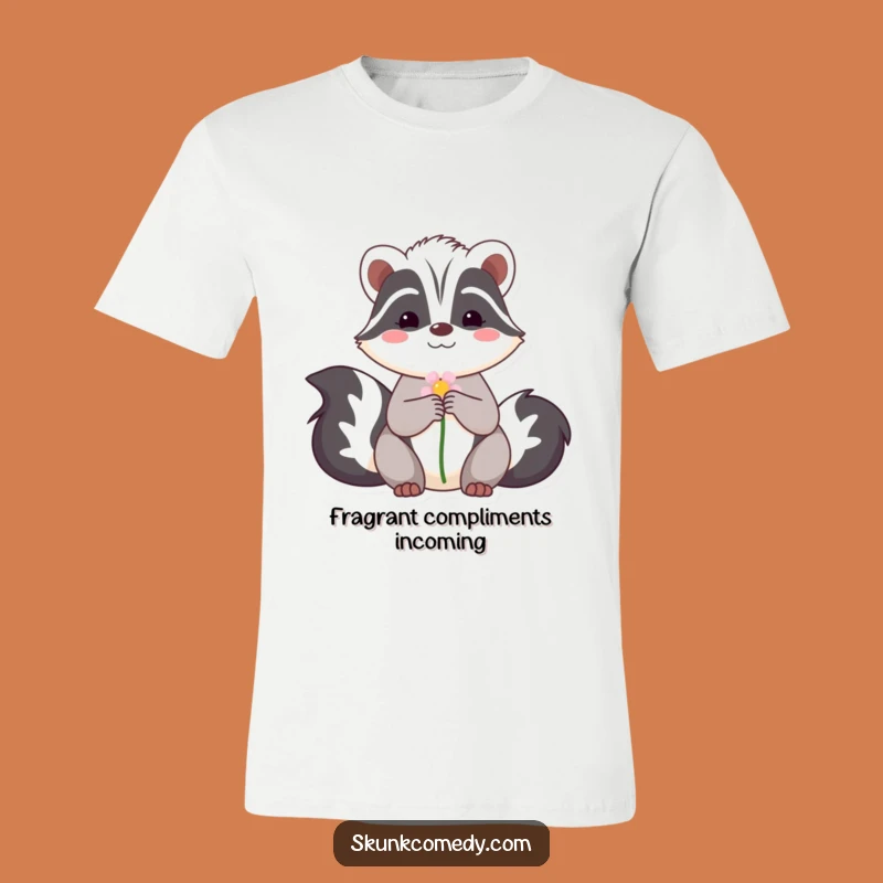 Funny Skunk Flower T-Shirt - Adorable Shy Pup Tee Gift