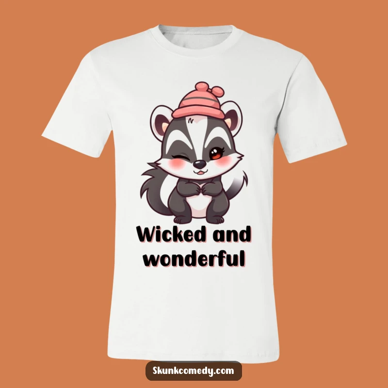 Funny Skunk Hat Wink T-Shirt: Wear Your Mischief, Hilarious Gift!