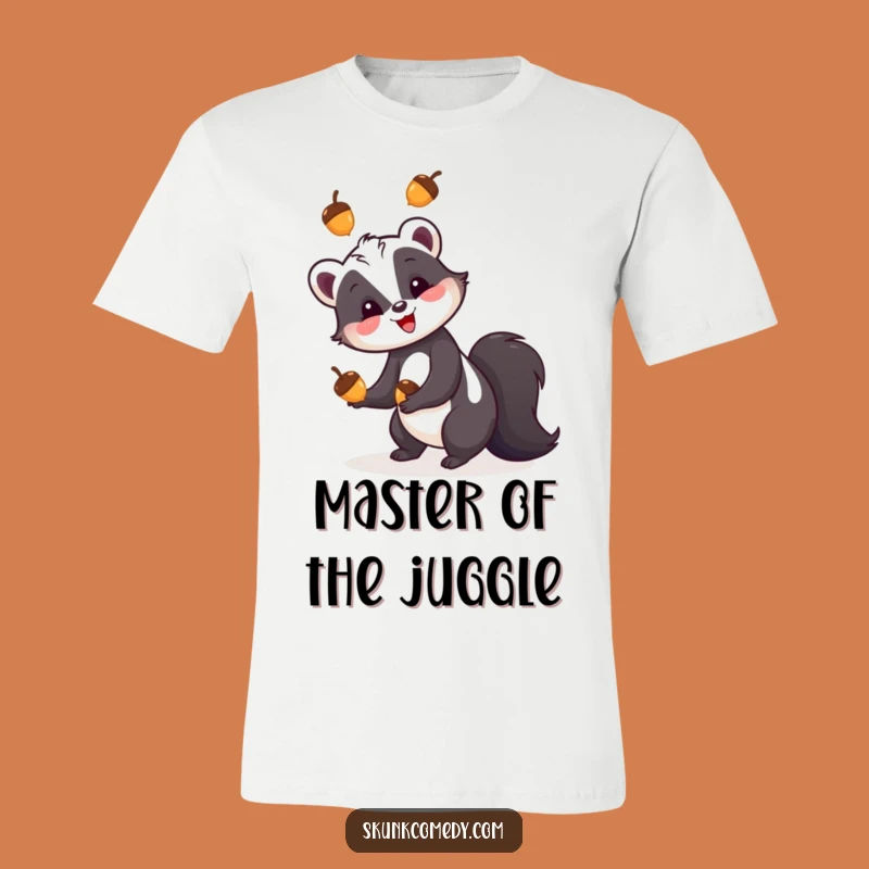 Funny Skunk Juggling Acorns T-Shirt - Quirky Nature Apparel Gift