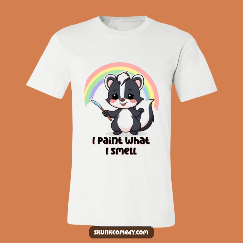 Funny Skunk Rainbow Painting T-Shirt: Wearable Art for a Hilarious and Colorful Statement