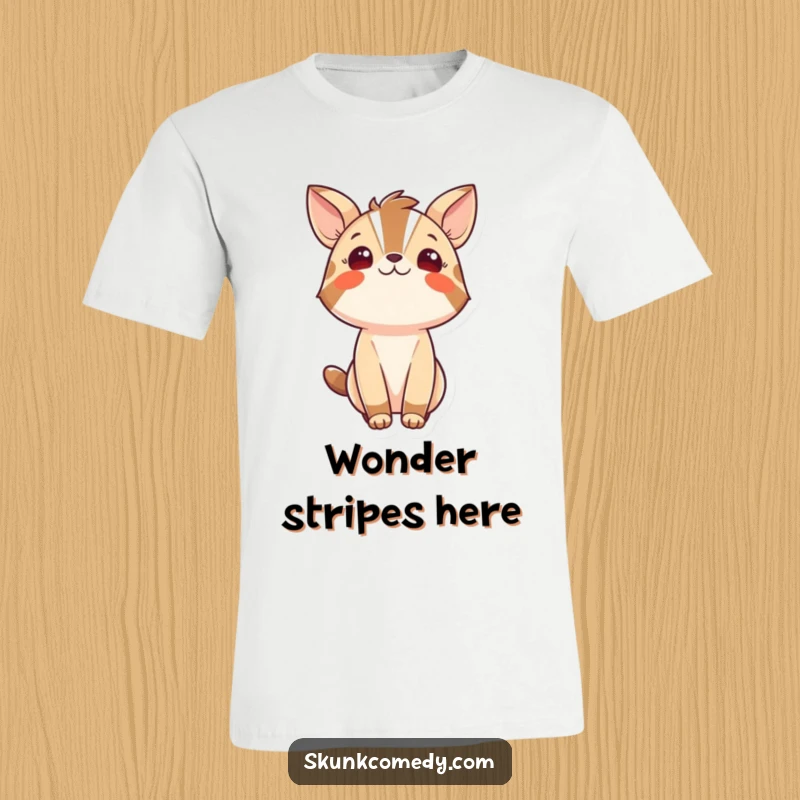 Funny t-shirt featuring a bold striped animal character looking upwards with intense wonder, expressing a sense of awe and fascination with the world.