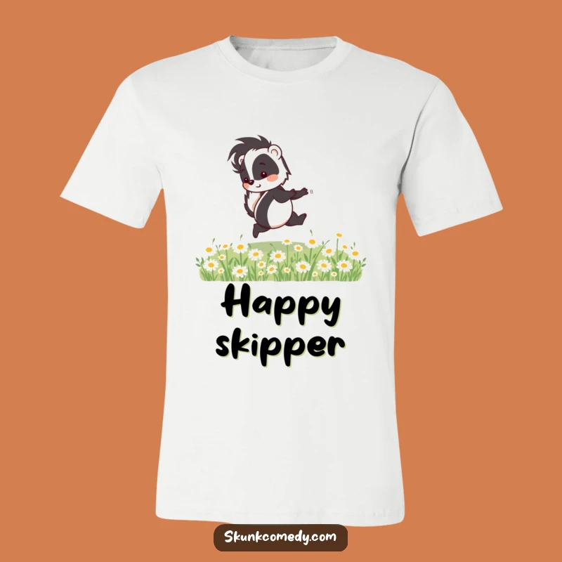 Funny Skunk Skipping T-Shirt - Cheerful Animal Lover Gift