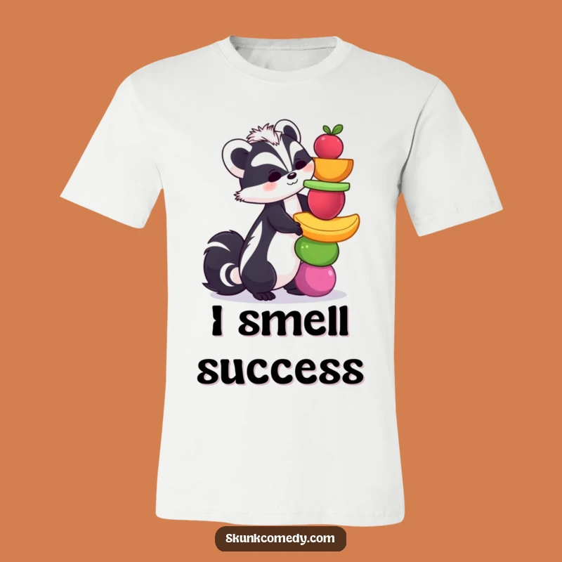 Funny Skunk Fruit Balance T-Shirt: Express Your Quirky Side with This Hilarious Tee