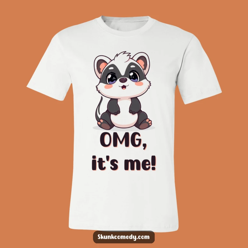 Funny Kawaii Skunk T-Shirt: Surprised look, a quirky funny gift for wide-eyed watchers.