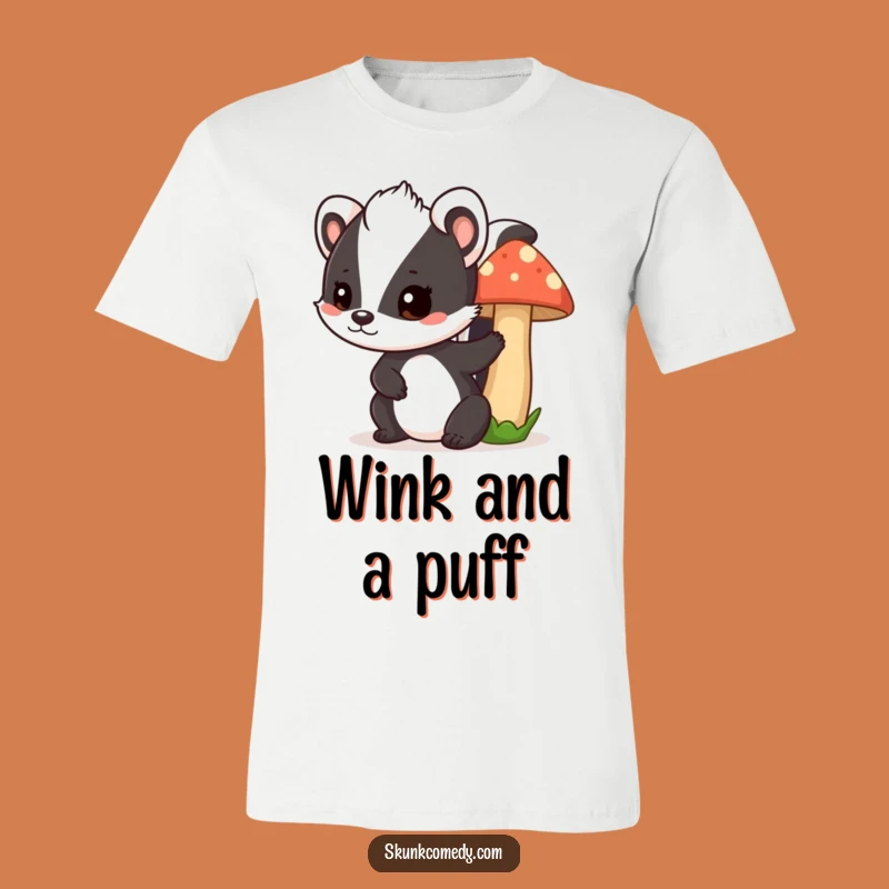 Funny Skunk Mushroom T-Shirt: Playful Peeking Animal Tee, Hilarious Gift