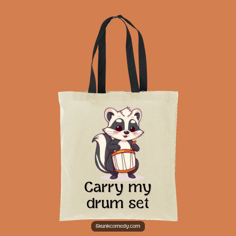 Funny Skunk Drummer Tote Bag: Carry Your Tunes and Humor with Skunk Style
