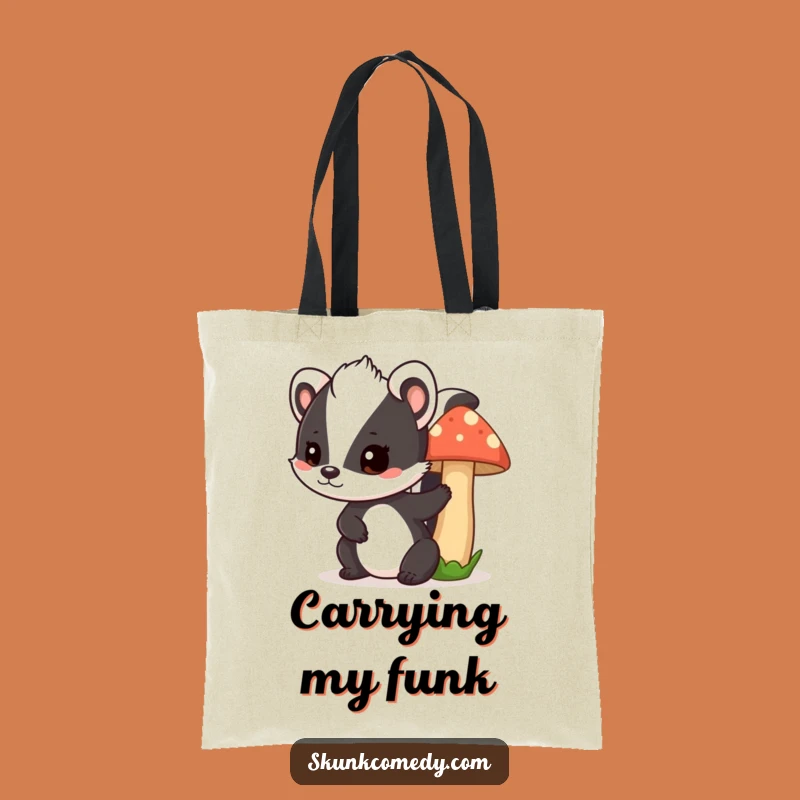 Funny Skunk Mushroom Tote: Playful Animal Carryall, Hilarious Gift