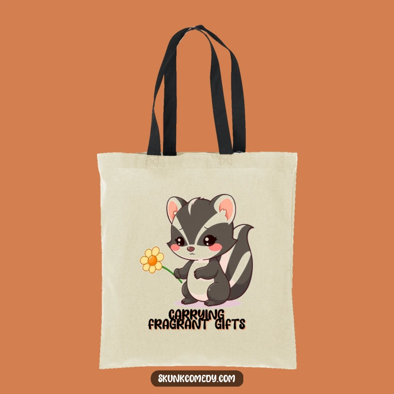 Charming Funny Kawaii Skunk Tote: Flower gift, a practical funny gift for everyday kindness.