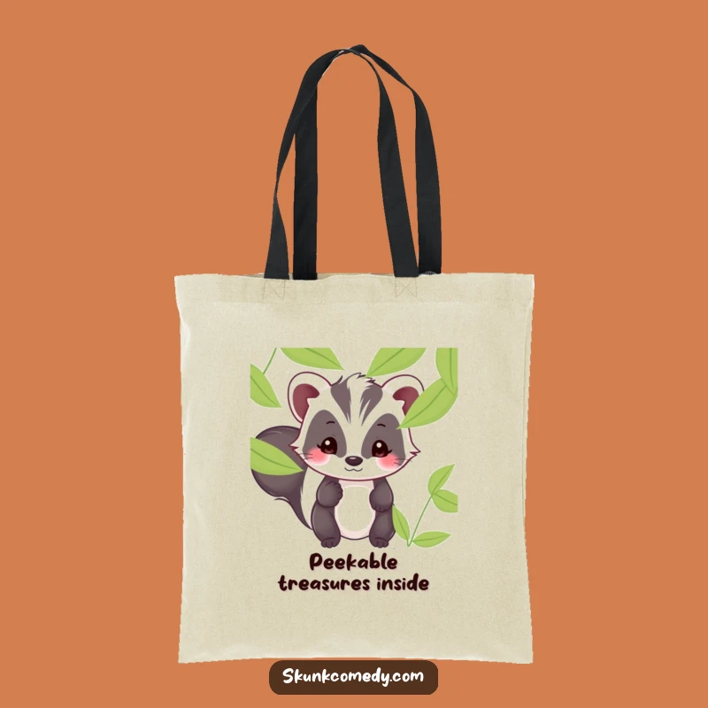Funny Kawaii Skunk Peek Tote Bag - Carry Your Charm with Subtle Style!