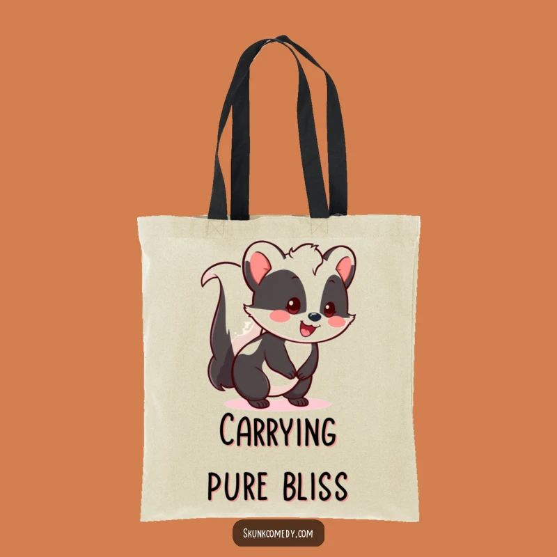 Funny Kawaii Skunk Tote Bag - Cheerful Happy Tail Skunk Carryall for Gifts