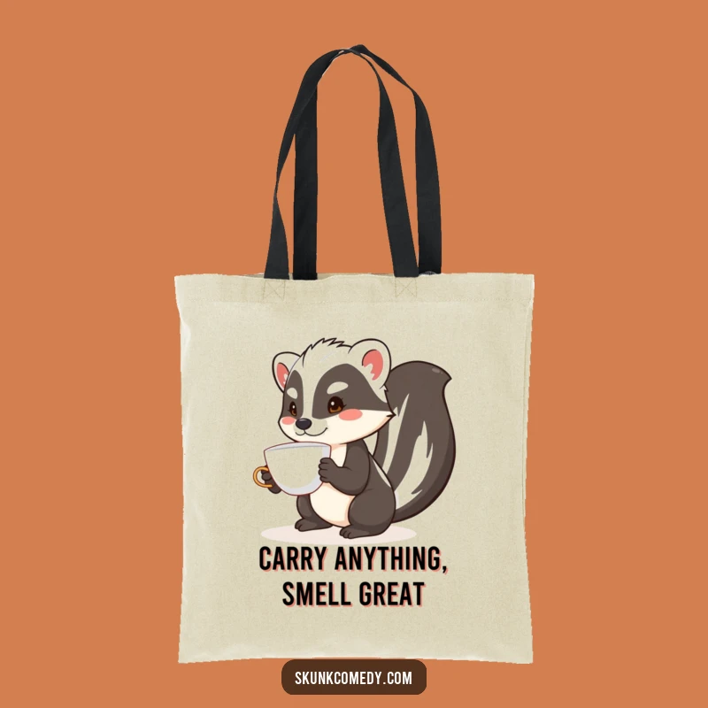 Funny Skunk Teacup Balance Tote Bag: Carry Your Essentials with Skunk-Inspired Comedy