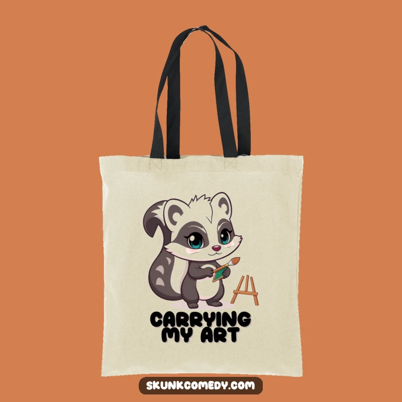 Funny Skunk Tote Bag: Artist, Tiny Easel, Chic Accessory!