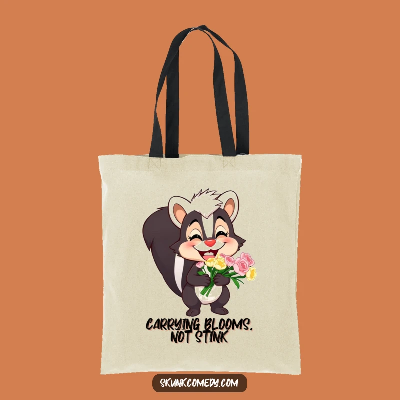 Funny Skunk Tote Bag: Goofy Grin Bouquet Design For A Hilarious & Practical Funny Gift