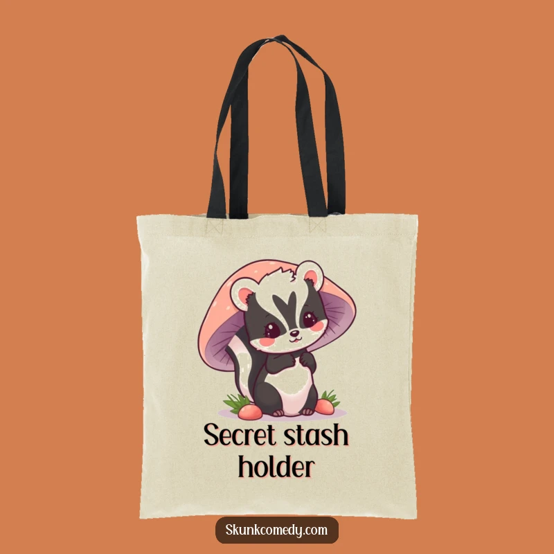 Funny Kawaii Skunk Tote Bag: Charming Mushroom Peeker, Practical & Hilarious Gift
